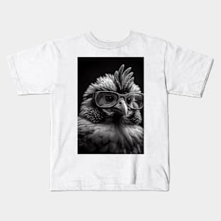 Chicken Chic: A Black and White Portrait Kids T-Shirt